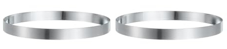 QUARKZMAN Lot de 2 Cercles à gâteau Ronds 20 x 2,5 cm pour pâtisserie | en acier inoxydable sans couture, mousse dessert, revêtement miroir, pour la cuisson, muffins anglais crumpets