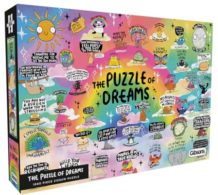 Gibsons The Puzzle of Dreams 1000 Piece Jigsaw Puzzle for Adults – Colourful Mental Health Artwork by Katie Abey – Uplifting Positive Design – Premium Sustainable Puzzle Made in the UK/EU