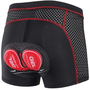 ARSUXEO Cykelunderkläder för män 4D vadderade cykelshorts cykel cykling shorts med vaddering mountainbike liner, Röd, L