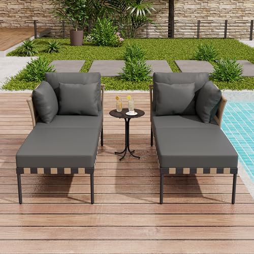 Gartensofa, Outdoor Loungesessel, Abnehmbarer und Modularer Garten Loungesessel, Balkonmöbel-Set, Loungemöbel, Terrassenmöbel mit 4 Kissen (Grau)