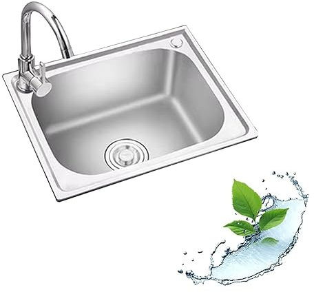 Fregadero de cocina de acero inoxidable para montaje bajo encimera con escurridor de 58 x 43 cm, fregadero utilitario para cocinas, bares y lavaderos, acabado plateado