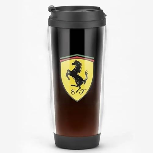 LFXLDS Mug Isotherme pour Ferrari 458 Italia,avec Logo Embleme Acier Inoxydable Thermos Tasse à Café Voyage avec Couvercle Etanche Voiture Cadeau Voiture pour Hommes Femmes,Black