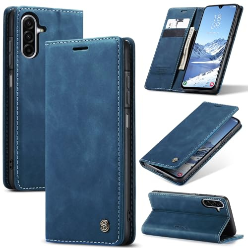 Samokor Fodral för Samsung Galaxy A17 5G/4G PU läderfodral Flip | Flip Case Mobilbokfodral Plånbok Kortplats Stativfunktion ställ Magnetisk Stötskydd för Samsung Galaxy A17 5G/4G,Blå
