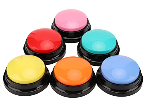 Ejoyous Buzzer med Inspelningsfunktion, 6 Stycken Ställ in Hundknappar för Att Tala, Intelligensleksaker för Hundar, Husdjurssamtalssvar Buzzer, 30 Sekunder Reproduktion
