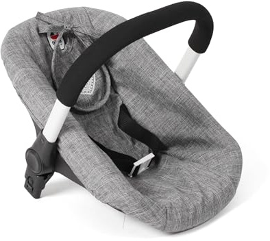 Bayer Chic 2000 - Seggiolino auto per bambole, con adattatore per passeggino per bambole, porta bambole, accessori per bambole, jeans grigio