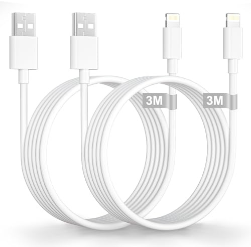 Lång laddningskabel för iPhone 3 m 2Pack, MFi-certifierad USB-till-Lightning-kabel laddningskabel för iPad iPhone-kabel iPhone sladd för iPhone 14,13,12,11,Pro Max,Mini,XS,XR,SE,8,7,6 Plus,5S