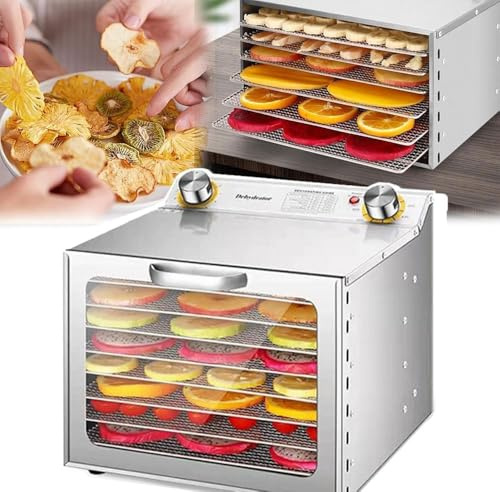 Máquina secadora deshidratadora de alimentos comercial de acero inoxidable de 400 W con 6-18 capas, control de temporizador, rango de temperatura 35-90 ℃, para frutas, verduras, carne 8 Layers