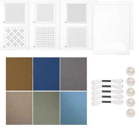 IEEDFJKK Geometriskt Sashiko-underläggskit DIY-set med fina mönster för nybörjare Övningsförtryckt mönster Det vattenlösliga förtryckta mönstret är mycket praktiskt, Set A