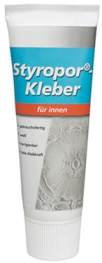 Styropor-Kleber für Dekorplatten aus Polystyrol 400g Leichte Verarbeitung Haftstark zum Kleben von Dekorplatten, Zierprofilen und Zierrosetten aus Styropor auf Beton, Putz, Gips-, Gipskartonplatten un