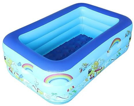Piscina Gonfiabile Bambini, 150x105x55cm Piscina Rettangolare, 2026 Piscine Fuori Terras in PVC Spesso, Robusta per Famiglie E Animali Domestici, Feste Estive Acqua in Giardino E Prato
