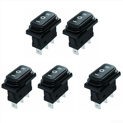 5 interruttori a levetta impermeabili 30 A 250 V AC, interruttore ON-OFF-ON SPDT con contatti argentati, per auto, barca e industria (nero)