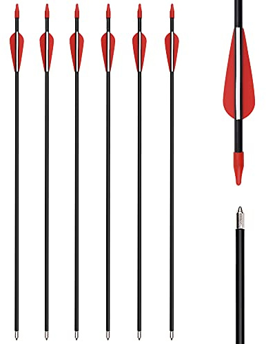ELONG OUTDOOR Elong 6 stycken feberglaspilar för bågskytte 76 cm barnpilar ungdomspilar för recurvebågar sportbåge bågskytte barn spel pilar utomhus målskytte