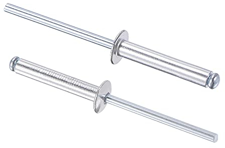 sourcing map 120 Stk. Blindnieten Aluminium Zugnieten Kerndekorationsnieten 4mm Durchm. 25mm Grifflänge Silber