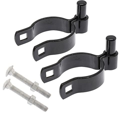 2 1/2 (2 3/8 OD) x 5/8 Black Male Gate Frame Hinges for Chain Link Fence Post | Hinges with Bolts | Pack of 2