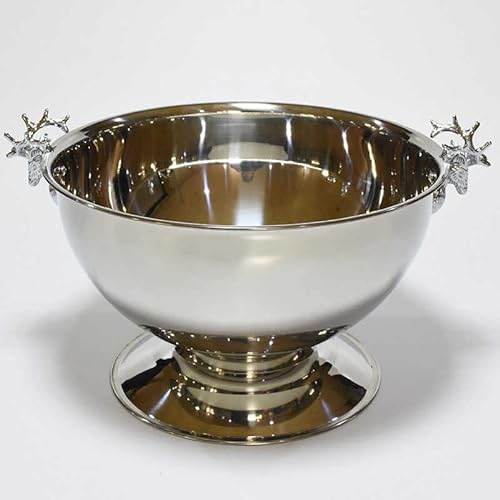 JZHQ Edelstahl-Schssel Edelstahl-Eiskbel Weinschrank Gefriereimer | Getrnkeeimer | Getrnkeeimer | Sektschale | Weinschrank | Party Eimer Bier | Gold | Hirschkopfgriff 13,5L