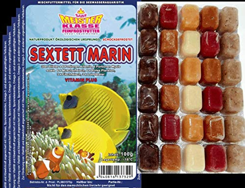 Sahawa Frostfutter Sextett Marin – Fischfutter für Meerwasser, 5×100 g Blister mit je 30 Portionen, Mischfutter für alle Meerwasserbewohner