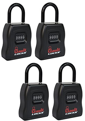 Vault Locks Large Hide A Key Outside Waterproof 4 Digit Numeric Combination Hanging Lock Box - 4-Pack