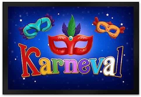 speecheese Kölner Karneval Fußmatte XL in 40x60 cm mit bunten Masken als Dekoration zur Faschingszeit, um Partystimmung zu verbreiten für Liebhaber der fünften Jahreszeit