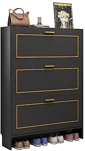 ZORZA Schuhkipper Schuhschrank, Shoe Cabinet Slim, Schuhschrank Schmal, Schuhkipper Schmal, mit Schublade, Schuhschränke, Schuhregal Geschlossen für Eingang, Flur,80×17×118cm/31×6.7×46in