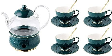 Service a The Service à Thé Théière En Verre Avec Bougeoir Clair Théière Fleur Service À Thé Céramique Service À Café Thé Bureau Maison Outil Tasse À Café Ensemble Service à Café Service Japonais ( Co