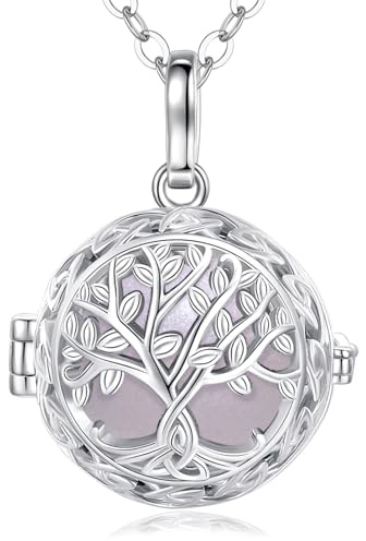EUDORA Harmony Ball Llamador de Angeles Embarazada, Árbol de la Vida Colgante Joyería para Mujer Embarazo, Collares Primer Embarazo Mamá Regalos Originales para Madre Abuela, 76cm + 114cm