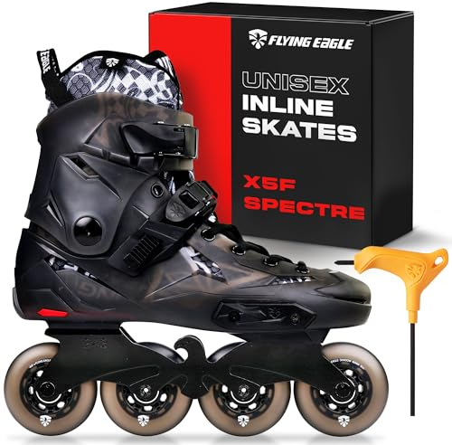 Flying Eagle Skates X5F Spectre Freeskates - Patines en línea para mujeres y hombres, patines profesionales para adultos, patines para hombres y mujeres, color negro, 43