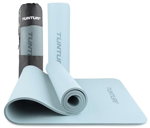 Tunturi Dicke Yogamatte 8mm - Rutschfest Gymnastikmatte - Mit Tragegurt - Für Yoga und Pilates - Sportmatte 183x61x0,8cm -Schadstofffrij - Besonders komfortabel