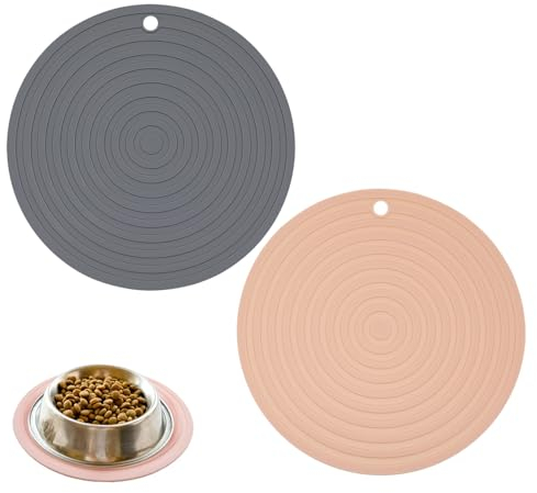 2Pcs Napfunterlage Silikon Futtermatte rutschfeste Katzen- und Hundefuttermatte Haustierfütterungsmatte für Katzen und Kleine Hunde
