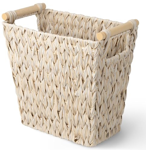 GRANNY SAYS Wicker Trash Can, Waste Basket for Bathroom, Waterproof Bathroom Garbage Can, 19 Liters/5 Gallons Wastebasket with Handle, Decorative Waste Basket for Bedroom, Office, Living Room, 1 Pack