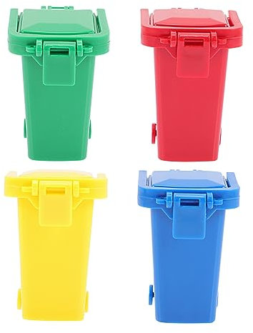 TOYANDONA 4 Stück Müllsortierbehälter Müll Spielzeug Mini Bordsteinkante Mülleimer Büromaterial für den Schreibtisch Spielzeuge Spielzeug-Mülltonnen klein LKW Bleistift Müllwagen Kind Abs