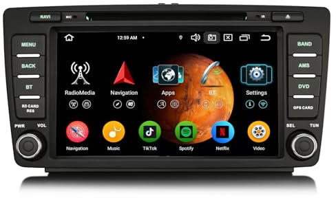 GONFEN 8 Kern 4GB+64GB Android 14 DAB+ Autoradio Für Skoda Octavia Superb Yeti Rapid Spaceback Roomster mit GPS Navigation CarPlay Android Auto WiFi 4G Bluetooth 5.0 DSP DVD USB 8 Zoll IPS Bildschirm