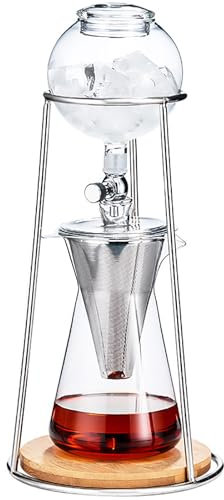 ERICAT Cafetera De Goteo En Frío, Torre De Goteo En Frío con Tapa Transparente, Gotero De Velocidad Ajustable Y Gran Capacidad De 500 Ml, Rinde De 2 a 4 Tazas, Cafeterías, Restaurantes