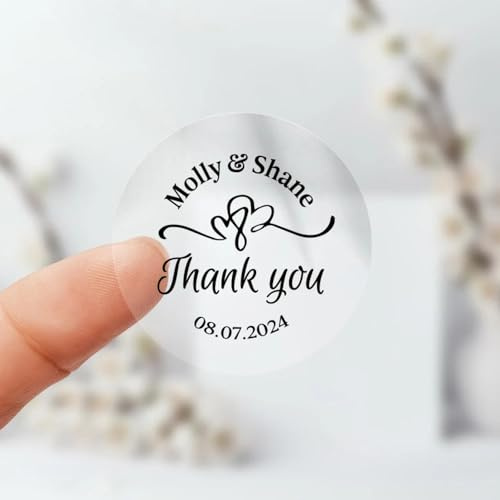 100 selbstklebende transparente runde Aufkleber für Hochzeitsfeiern, Einladungen, Dankeskarten, Klebeetiketten für Gläser, Tassen, Flaschen, personalisierte Aufkleber