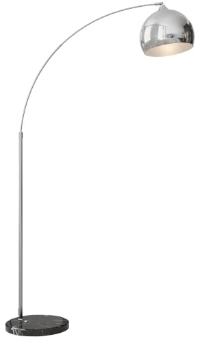 HOMCOM Stehlampe, Höhenverstellbar, Schwenkbar, Standleuchte, Silber | Stehleuchte, Bogenlampe, Mit E27 Fassung, für Wohnzimmer Schlafzimmer, Exkl. Glühbirne