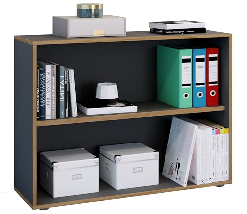 VCM Büroregal 100x33x74 cm 2 Fächer Standregal Bücherregal Aktenregal | Offener Stauraum für Ordner, Akten und Bücher - Arbeitszimmer oder Studierzimmer - Berufstätige und Studierende -