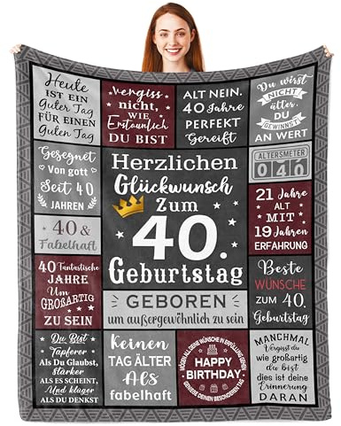Parcae 40. Geburtstag Männer Geschenke, Deko und Geschenkideen für Mann, 40er Decke 150x130CM
