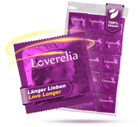 Preservativos Loverelia Longer Love-​​forma contorneada-para prolongar las relaciones sexuales y aumentar el deseo-látex de caucho natural-vegano-real al tacto-pack de 200 (4x50 piezas)