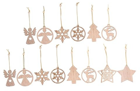 Amosfun 48stücke Holzanhänger Für Weihnachtsbaum Hängende Weihnachtsdekoration Aus Holz Weihnachtsbaumschmuck Weihnachtsanhänger Weihnachtliche Hängende Ornamente