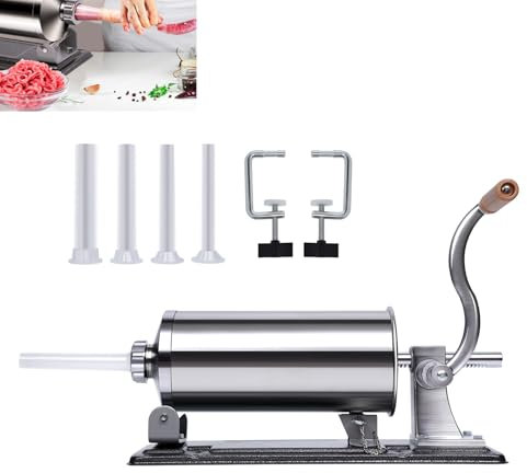 LHQYA Macchina Insaccatrice per Salsicce, Insaccatrice Manuale in Acciaio Inossidabile con 4Tubi di Riempimento, Bastone Risparmio Manodopera/Forte Stabilità/Facile Pulire, per Ristoranti Snack