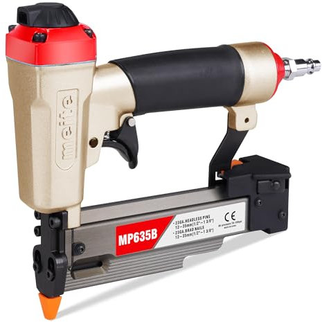 meite MP635B Pin Nailer, Pneumatic 23 Gauge Pin Nailer, Air Micro Pin Nail Gun, Fits 12 mm to 35 mm 23 Gauge Pin Nails, Ideal for Paneling, Small Trim, Fine Molding, and Craft Work