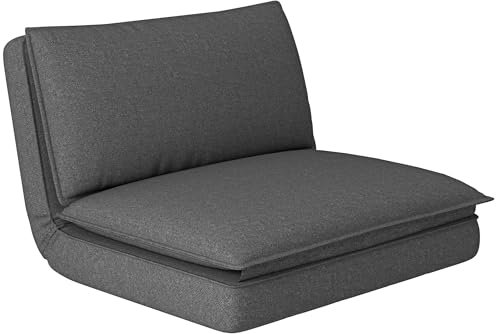 HOMCOM Bodensofa 4-in-1 Klappbar Schlafsofa mit Leinenoptik, 6-Fach Verstellbarer Rückenlehne Gepolstert Sofabett bis 150 kg belastbar Bodensessel Bodenstuhl für Schlafzimmer, Wohnzimmer, Dunkelgrau