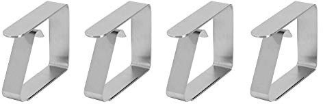 Baxnore Clips de Mantel 4pcs, Clip de Acero Inoxidable, Abrazaderas de Tela de Mesa a Prueba de Viento, Abrazaderas Reutilizables para la Cocina