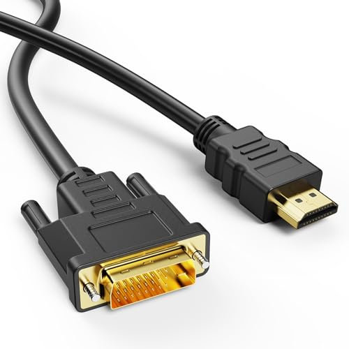 Ticenpe Cavo Adattatore HDMI DVI – 1,8 m, Bidirezionale DVI-D 24 + 1/HDMI, Cavi Video Digitale, Full HD/1080P Collegamento del dispositivo hdmi a monitor dvi o Viceversa