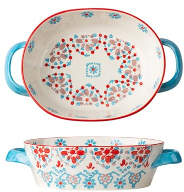 Auflaufform Klein Aus Keramik, Backform Ofenform Mit Keramikgriffe, Rechteckig Lasagneform, Vintage Lasagne Pfannen Ofenform, Ideal Für Lasagne, Tiramisu, Auflauf (Stil D)