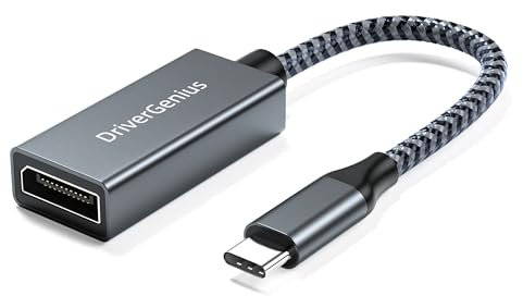 DriverGenius Adaptador USB-C a DisplayPort 8K/60Hz (Macho/Hembra) - Compatible con PC, Portátiles, Consolas de Videojuegos, Monitores, Conector Metálico (2 Piezas/Paquete)