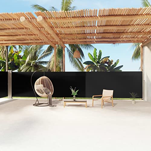 Toldo enrollable retráctil para exteriores, 160 x 1200 cm, color negro, divisor lateral, toldo enrollable automático, para privacidad y protección UV