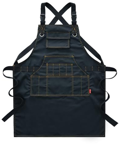 Denim Trabajo Delantal De Vaqueros con Bolsillo, Chef para Mujer, Hombre, para Café, Bar, Barbacoa, JardínBlack,One Size
