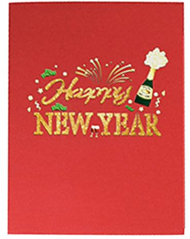 Mimoqk - Tarjetas de felicitación pop-up 3D, tarjeta de año nuevo emergente | Tarjetas de felicitación navideñas de,Tarjeta de Año Nuevo de impresión clara para decoración de
