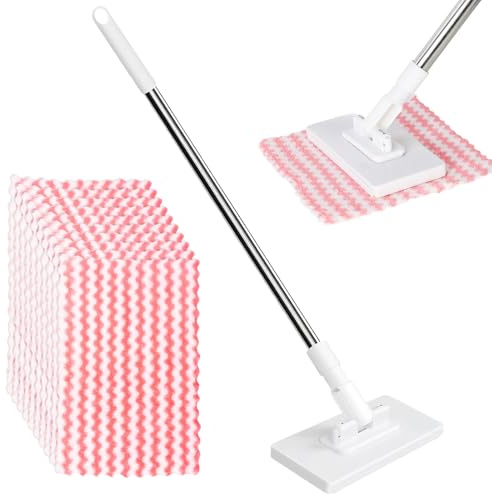 Mocio Con Sistema Di Bloccaggio a Pressione Con 10 Panni in Microfibra, Mocio Sweepi Non è Necessario Il Lavaggio a Mano, Cambio Con 1 Pulsante, Per Casa, Ufficio, Bagno, Cucina