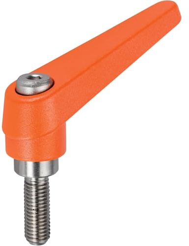HALDER 24390.0441 Verstellbare Klemmhebel, d1=22 mm / d2=M10 / l1=20 mm, Orange